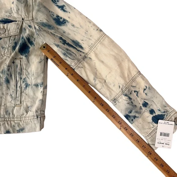 NWT Free People Rumors Bleach Tie Dye Denim Jean Jacket | Jones Tie Dye Blue | S - Picture 7 of 8